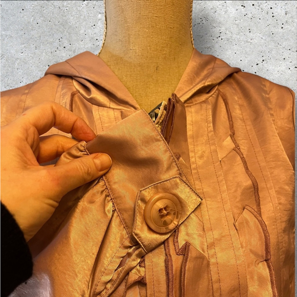 Di Piu Italy Satin Spring Hooded Jacket, Pink/Peach, S/40 - Picture 5 of 16